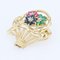 French Ruby Sapphire Emerald 18 Karat Yellow Gold Bouquet Brooch, 1960s, Image 6