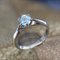 French Aquamarine 18 Karat White Gold Solitaire Ring, 1970s, Image 4