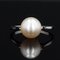 French Cultured Pearl 18 Karat White Gold Solitaire Ring, 1930s 3