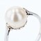French Cultured Pearl 18 Karat White Gold Solitaire Ring, 1930s 7