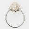 French Cultured Pearl 18 Karat White Gold Solitaire Ring, 1930s 13