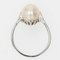 French Cultured Pearl 18 Karat White Gold Solitaire Ring, 1930s, Image 13