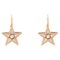 19th Century French Pearl 18 Karat Rose Gold Lever-Back Star Earrings, Set of 2 1