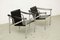 LC1 Black Leather Armchairs b Pierre Jeanneret Charlotte Perriand attributed to Le Corbusier, 1970s, Set of 4, Image 16