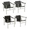 LC1 Black Leather Armchairs b Pierre Jeanneret Charlotte Perriand attributed to Le Corbusier, 1970s, Set of 4 17