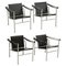 LC1 Black Leather Armchairs b Pierre Jeanneret Charlotte Perriand attributed to Le Corbusier, 1970s, Set of 4, Image 17