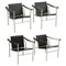 LC1 Armlehnstühle aus schwarzem Leder von Pierre Jeanneret Charlotte Perriand zugeschrieben Le Corbusier, 1970er, 4er Set 1