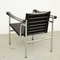 LC1 Black Leather Armchairs b Pierre Jeanneret Charlotte Perriand attributed to Le Corbusier, 1970s, Set of 4, Image 12