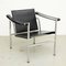 LC1 Black Leather Armchairs b Pierre Jeanneret Charlotte Perriand attributed to Le Corbusier, 1970s, Set of 4 2