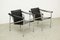 LC1 Black Leather Armchairs b Pierre Jeanneret Charlotte Perriand attributed to Le Corbusier, 1970s, Set of 4 4