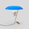 Lampe de Bureau Modèle 548 en Laiton Poli avec Diffuseur Bleu par Gino Sarfatti pour Astep 12
