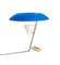 Lampe de Bureau Modèle 548 en Laiton Poli avec Diffuseur Bleu par Gino Sarfatti pour Astep 10
