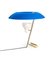 Model 548 Table Lamp in Polished Brass with Blue Difuser by Gino Sarfatti for Astep, Image 10