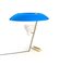 Model 548 Table Lamp in Polished Brass with Blue Difuser by Gino Sarfatti for Astep, Image 11