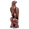 Art Deco Carved Wooden Eagle Sculpture with Glass Eyes, 1960s, Image 1