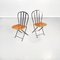 Modern Italian Wood and Black Iron Outdoor Chairs, 1990s, Set of 4 2