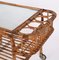 Bamboo, Rattan and Glass Serving Bar Cart, Italy, 1960s 4