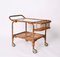 Bamboo, Rattan and Glass Serving Bar Cart, Italy, 1960s 3