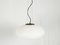 Mid-Century Italian Opaline Glass, Brass & Black Metal Pendant Light, 1960s, Image 7