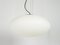 Mid-Century Italian Opaline Glass, Brass & Black Metal Pendant Light, 1960s, Image 3