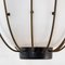 Lampada a sospensione con struttura in ottone e metallo e diffusore in vetro opalino attribuito ad Angelo Lelli per Stilnovo, anni '50, Immagine 4