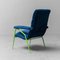 Fauteuil Vintage en Métal et Velours Bleu, 1960s 2