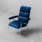 Vintage Sessel aus Metall und blauem Samt, 1960er 1
