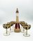 Bohemian Cabochon Champagne Futes with Decanter from Moser, Set of 7 5