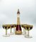 Bohemian Cabochon Champagne Futes with Decanter from Moser, Set of 7 3