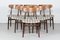 Danish Modern Curved Back Dining Room Chairs with Striped Upholstery, Denmark, 1960s, Set of 6, Image 1