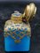 Royal Blue Opaline Glass Perfume Bottle with a Miniature of Paris 7