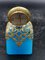 Royal Blue Opaline Glass Perfume Bottle with a Miniature of Paris 5