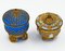 Blue and White Opaline and Golden Brass Palays Royale Boxes, Set of 2 1