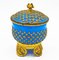 Blue and White Opaline and Golden Brass Palays Royale Boxes, Set of 2 11