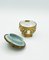 Blue and White Opaline and Golden Brass Palays Royale Boxes, Set of 2 8