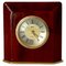 Modern Burgundy Plastic and Brass Table Clock, France, 1970s, Image 1