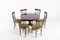 Mid-Century Italian Dining Table and Chairs from Chiavari, 1950s, Set of 7 1