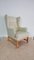 Danish Oak & Leather Wingback Chair with Footstool in Kaare Klint style, Denmark, 1980s, Set of 2, Image 13