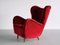 Wingback Red Velvet and Beech Chair by Otto Schulz for Boet, Sweden, 1946 9