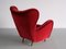 Wingback Red Velvet and Beech Chair by Otto Schulz for Boet, Sweden, 1946 11