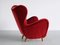 Wingback Red Velvet and Beech Chair by Otto Schulz for Boet, Sweden, 1946 12
