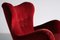 Wingback Red Velvet and Beech Chair by Otto Schulz for Boet, Sweden, 1946 5