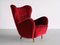 Wingback Red Velvet and Beech Chair by Otto Schulz for Boet, Sweden, 1946 1