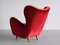 Wingback Red Velvet and Beech Chair by Otto Schulz for Boet, Sweden, 1946 10