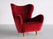 Wingback Red Velvet and Beech Chair by Otto Schulz for Boet, Sweden, 1946 2