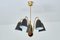 5-Arm Chandelier in Striped Glass and Brass attributed to Nils Landberg for Orrefors, 1940s 1