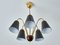 5-Arm Chandelier in Striped Glass and Brass attributed to Nils Landberg for Orrefors, 1940s 10