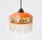 Art Nouveau Patinated Brass Pendant Lamp with Original Hand-Painted Shade, 1900s, Image 8