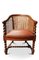 Antique Barley Twist Library Armchair with Brown Leather Upholstered Seat, 1800s 1