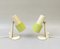 Lampade da tavolo piccole in ottone beige e verde, anni '60, set di 2, Immagine 1